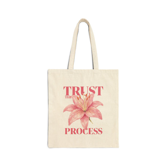 Trust the Process Floral Tote Bag – Inspirational Canvas Grocery & Everyday Tote