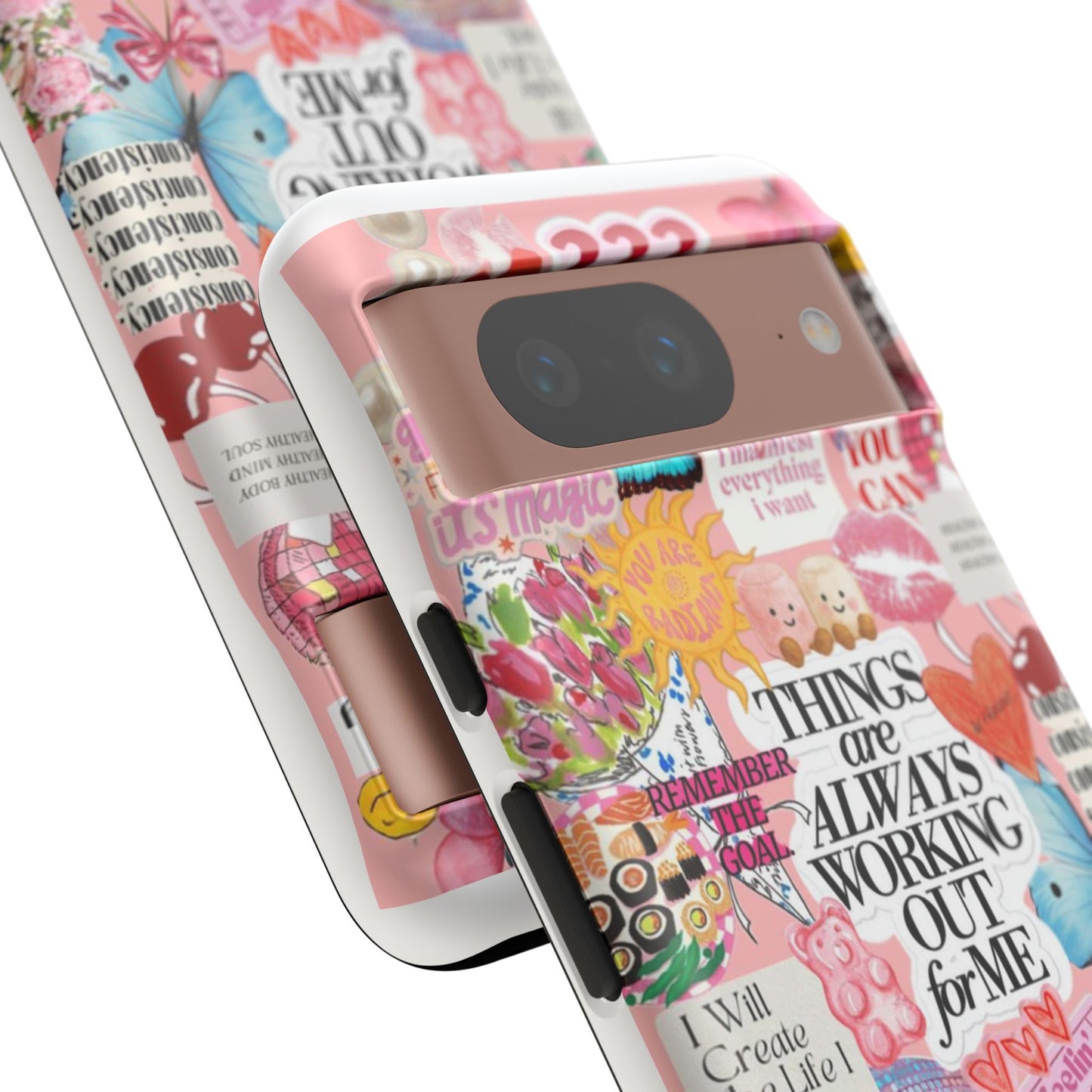Phone Case — Pink Positive Collage “Things Are Always Working Out For Me”