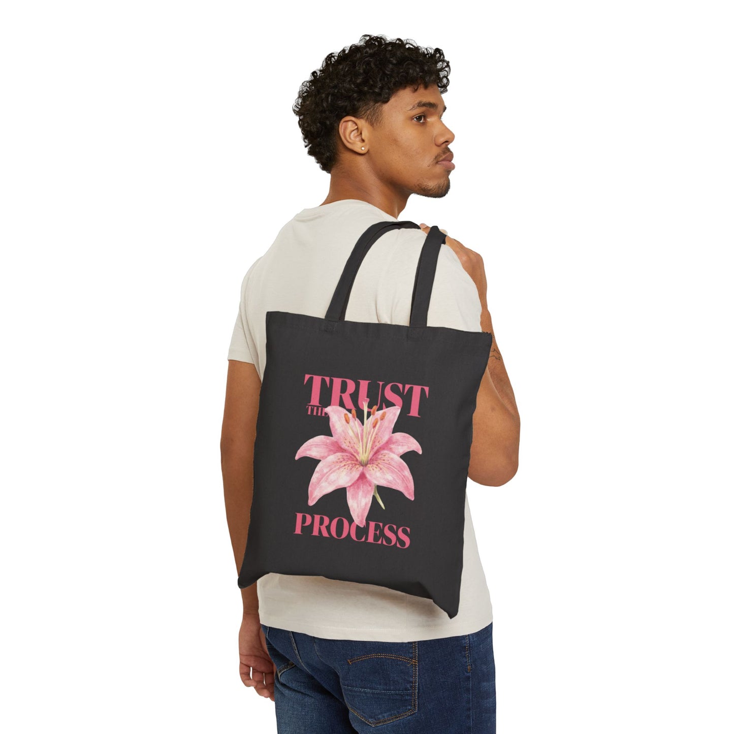 Trust the Process Floral Tote Bag – Inspirational Canvas Grocery & Everyday Tote