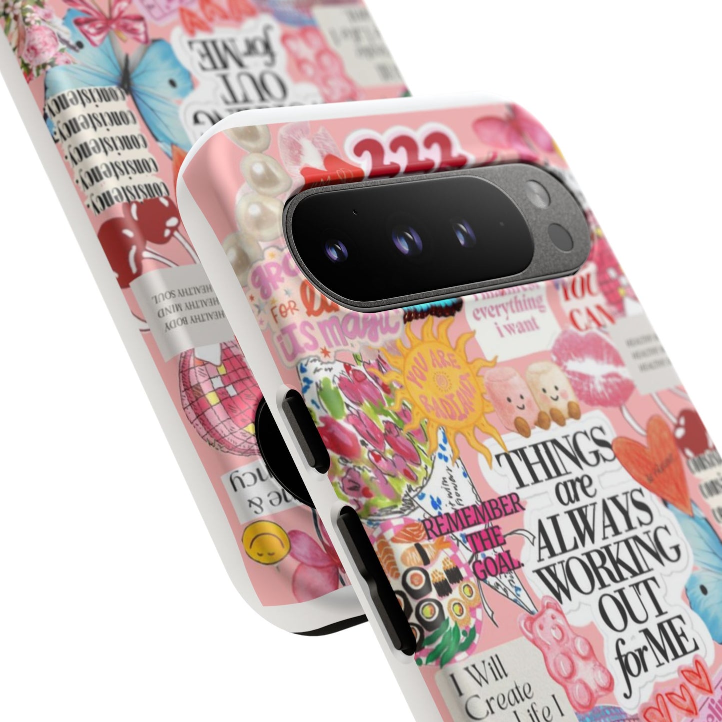 Phone Case — Pink Positive Collage “Things Are Always Working Out For Me”