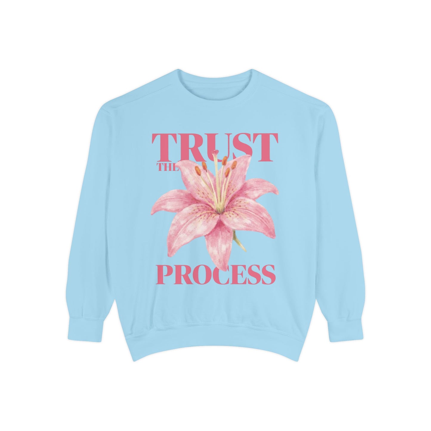 Trust the Process Sweatshirt — Pink Lily Floral Motivational Crewneck