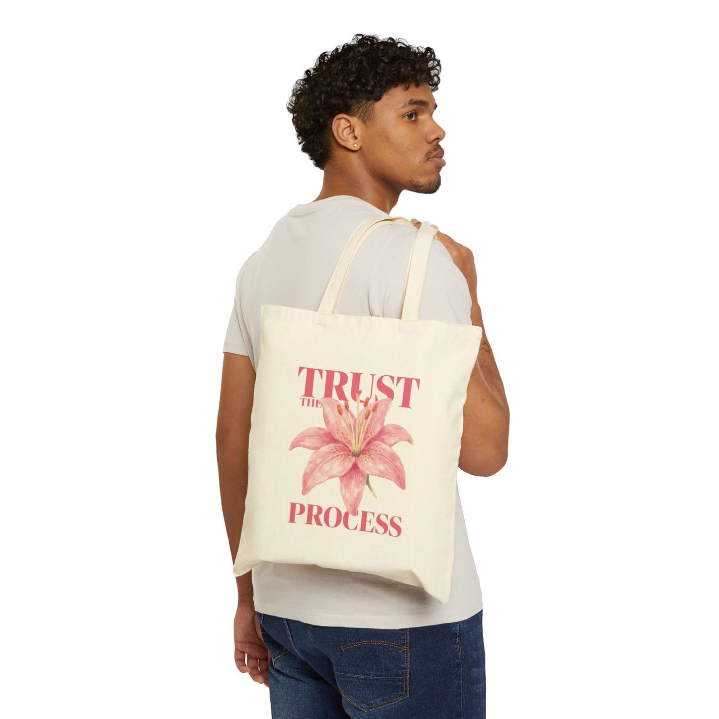 Trust the Process Floral Tote Bag – Inspirational Canvas Grocery & Everyday Tote