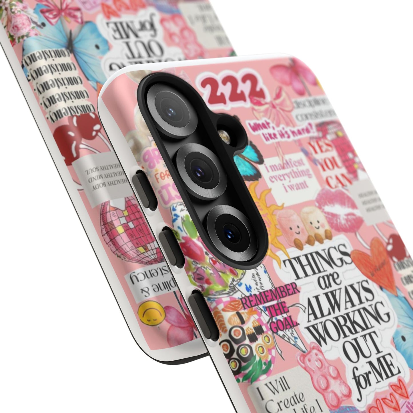 Phone Case — Pink Positive Collage “Things Are Always Working Out For Me”