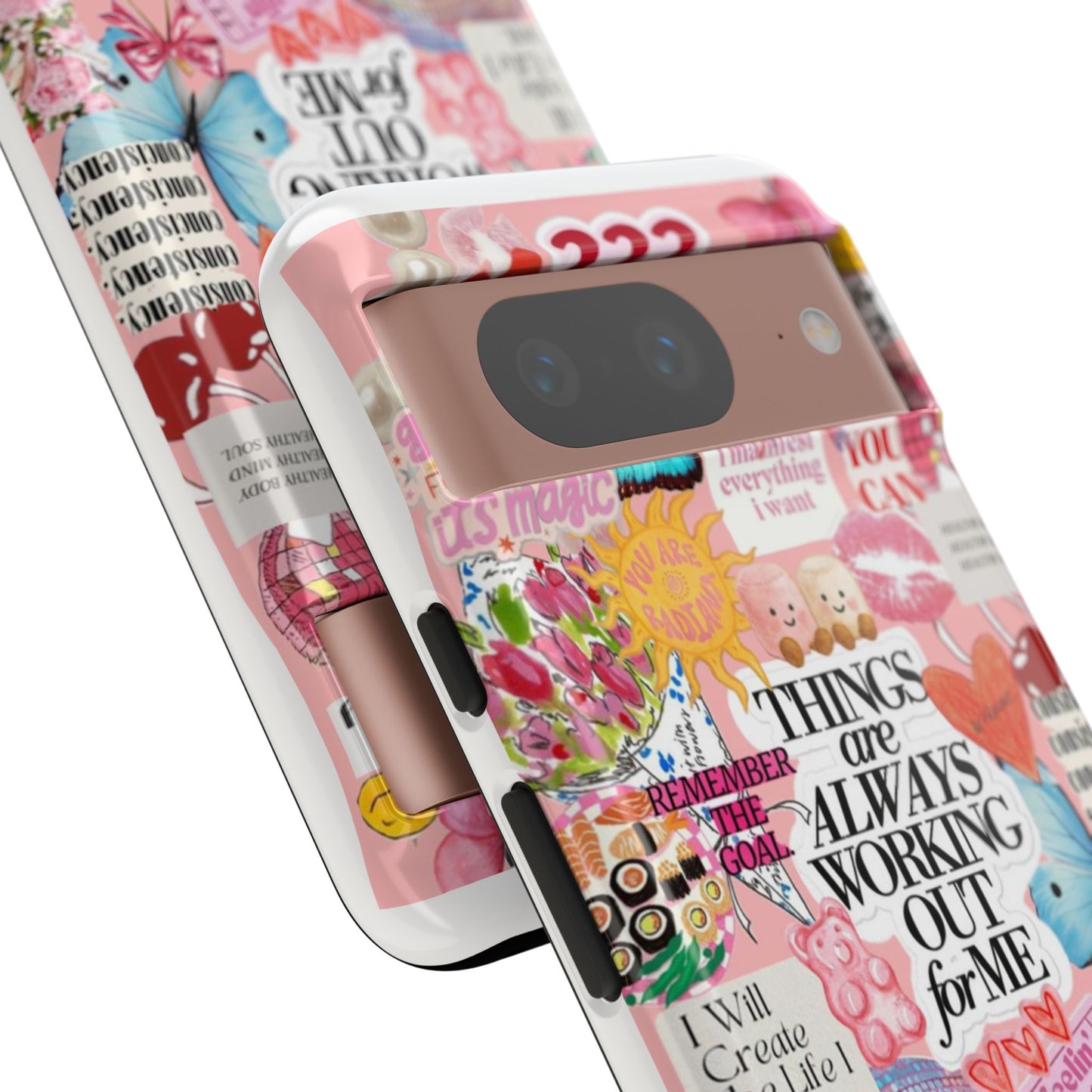Phone Case — Pink Positive Collage “Things Are Always Working Out For Me”
